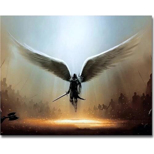 DIY Full Square Round Diamond Painting Angel Wings Warrior Pictures Diamond Mosaic Rhinestone Embroidery Beadwork Decor JX545