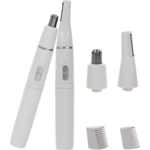 2-in-1 Facial Hair Trimmer Nose Ear Electric Hair Shaver Trimmer Eyebrow Scraper Nose Hair Clipper Razor Cleaner Machine