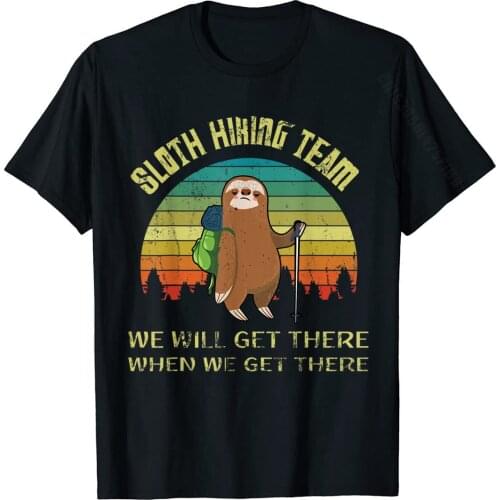 Funny Sloth Hiking Team Retro Vintage Sloth 80s T-Shirt Slim Fit Tops Tees For Male Cotton Top T-Shirts Europe High Quality