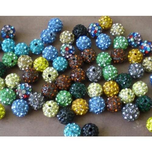 Ergt34y hot Factory price 10mm 100pcs/lot Mixed can choose color Micro Pave Disco Ball Beads crystal