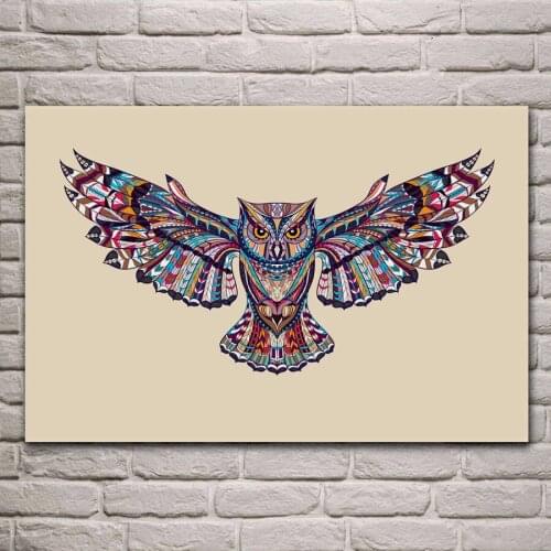 Owl wings animal bird artwork living room decoration home wall art decor wood frame fabric poster JZK521