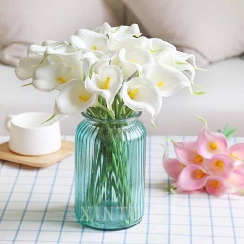 10Pcs PU Artificial Flowers Calla Lily Real Touch Bridal Bouquet High Quality Fake Flower Wedding Home Table Decoration Autumn
