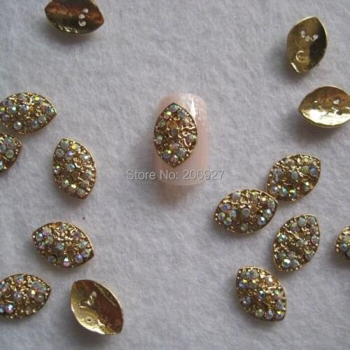 MD-672 10pcs Fancy AB Rhinestone Gold Deco Metal Charms Metal Deco Charms Nail Art