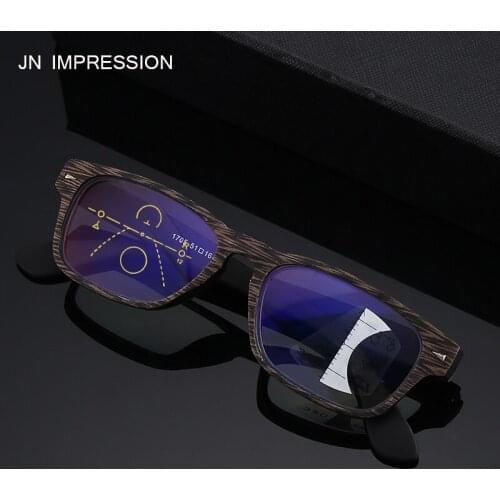 Wood like square mens reading glasses new progressive multi focus prescription eyeglasses designer reading glasses gafasT1705