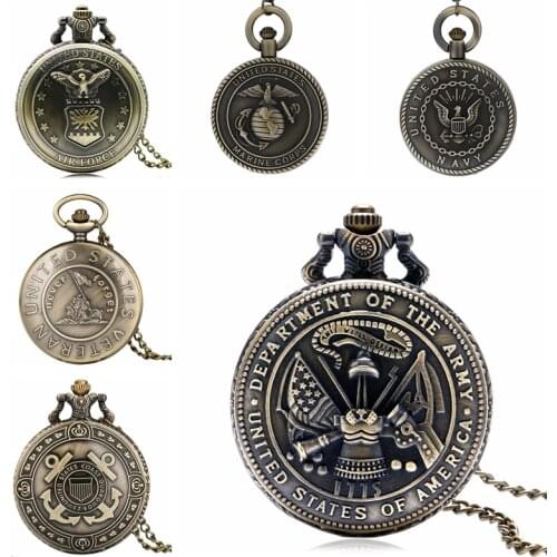 United States vintage bronze the Us Department of the Army Tabard Design Pocket Watch Men Boy Cool Watches with Chain P935