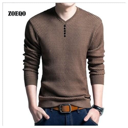 ZOEQO Mens sweater Shirt casual Sweaters men solid color Knitted Fashion Sweater Pullover male knitting long sleeve Pull Homme