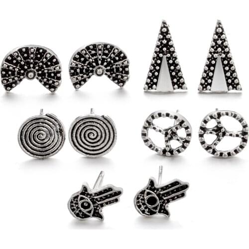 5 Pair/Set Stud Earring Set Jewelry with Round Plam Shaped Earring Stud Set for Women Party Gift
