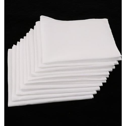 10pcs White Hankie Women Handkerchiefs 100% Cotton Square Super Soft Washable Hanky Chest Towel Pocket Square 28 x 28cm
