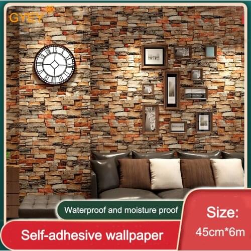 Wallpaper 3d Retro Three-dimensional Brick Pattern Red Brick Waterproof Wallpaper Self-adhesive Wall Sticker RestaurantWallpaper