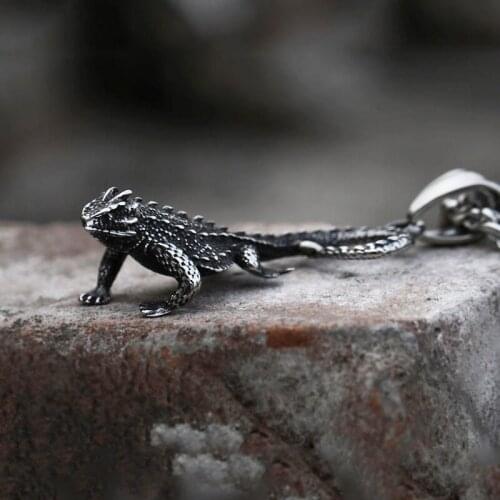 Punk Hip Hop Lizard Pendant Necklace For Men Women Fashion Stainless Steel Rope Chain Necklace Unique Animal Charm Jewelry Gift