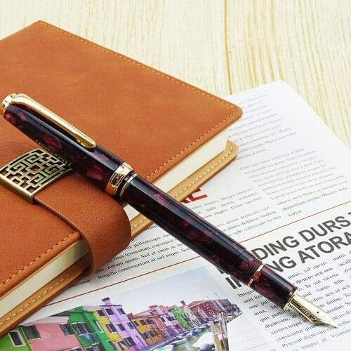 Hongdian 960 Retro Acrylic Resin Fountain Pen Nebula Series EF/F Nib Ink Pen Dark Red with Converter Business Office Writing