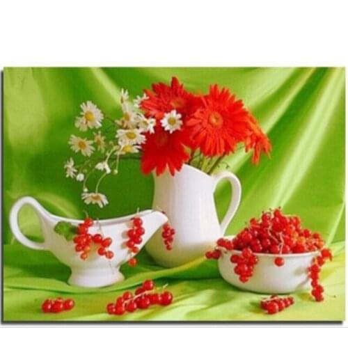 Peter ren Diamond painting Cherry Daisy full of diamond resin Diamond Embroidery square diamond Mosaic Resin crystal icon