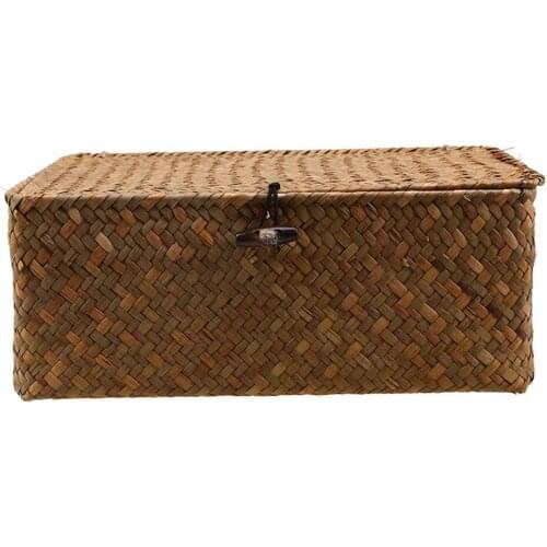 Seaweed Hand-Woven Storage Box Storage Box Desktop Sundries Storage Box Clothes Storage Basket Finishing Basket With Lid