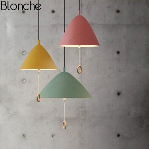 Restaurant Pendant Lights Nordic Hanging Lamp for Home Dining Room Kitchen Macaron Aluminum Led Light Fixtures Pull Ring Switch