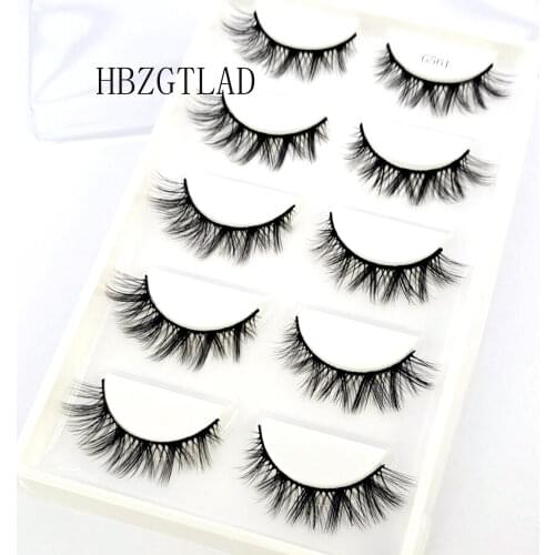 New 5 Pairs Eyelashes Dance Performance Eyelash Handmade Acrylic Cross Eyelash 3D Natural Lashes
