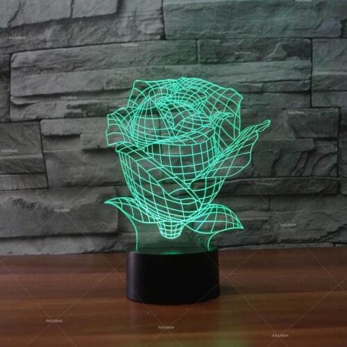 Romantic Valentines Day Rose LED Nightlight Creative 3d Led Table Lamp Childrens room decoration 3D Desk Lamp