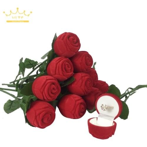 Rose Ring Display Storage Box Proposal Engagement Wedding Ring Box Red Rose Earrings Keepsake Pendants Jewelry Gift Box