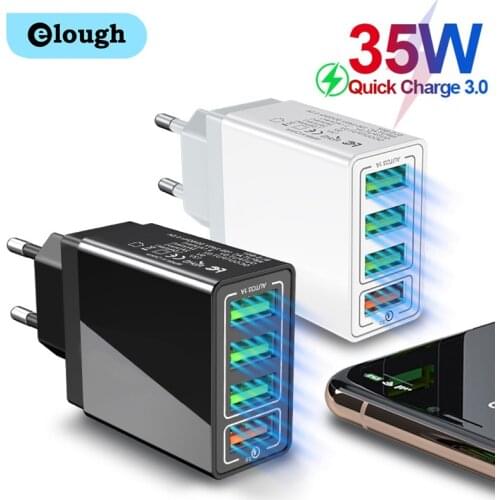 Elough USB Charger EU US UK Quick Charge 3.0 Universal Fast Phone Charging adapter for iPhone Xiaomi Redmi Poco USB Wall Charger
