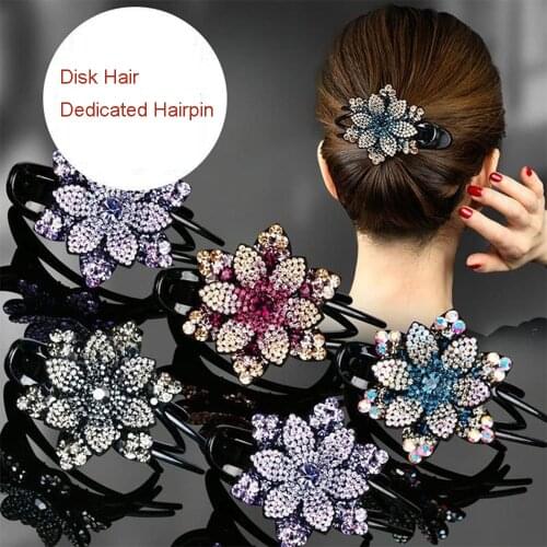 Rhinestone Flower Duckbill Hair Claws Vintage Hair Clips Hair Accessories For Women Shinning Hairpin Ponytail Headwear
