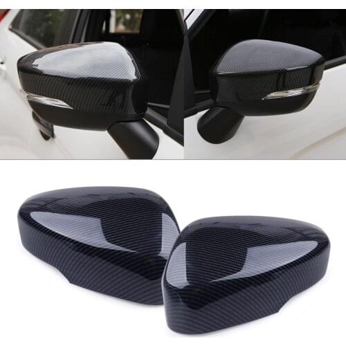 Carbon Fiber Style Black Car Side Wing Mirror Cover Trim Caps Replacement Shell ABS Fit for Mitsubishi Eclipse Cross 2018 2019