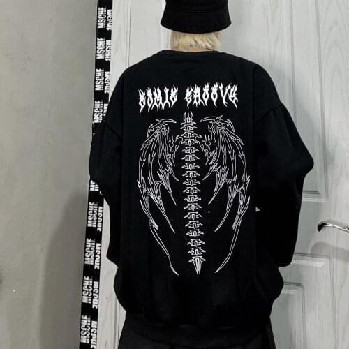 2021 Oversized Sweatshirt Streetwear Black Tops Girls White Gothic Hoodie Clothes Hip-Hop Cool High Street Sweatshirts Pullover