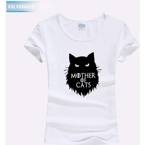 Fashion Women MOTHER OF CATS Printed Female Kawaii Cute Summer Top Tee Shirt Black White Harajuku Shirt Best Friends T Shirt