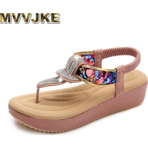MVVJKEFashion Summer Women Flip Flops Sandals Ladies Comfortable Crystal Flat With Round Toe Casual Women Sandals Shoes