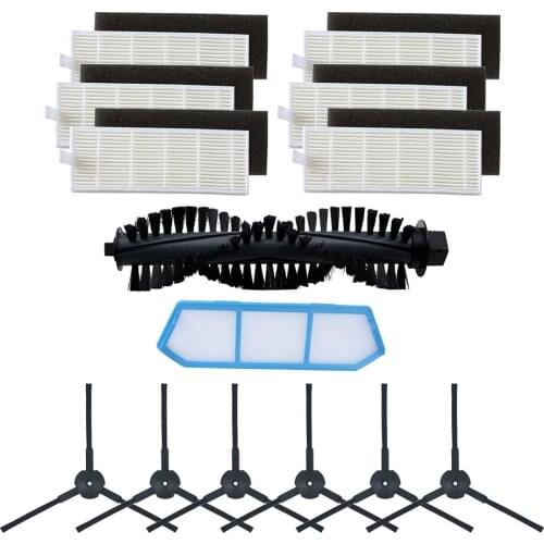 1pc Main Brush+4pcs dust HEPA Filter+4pcs Side Brush for ILIFE A4s A40 Robot Vacuum Cleaner accessories Parts