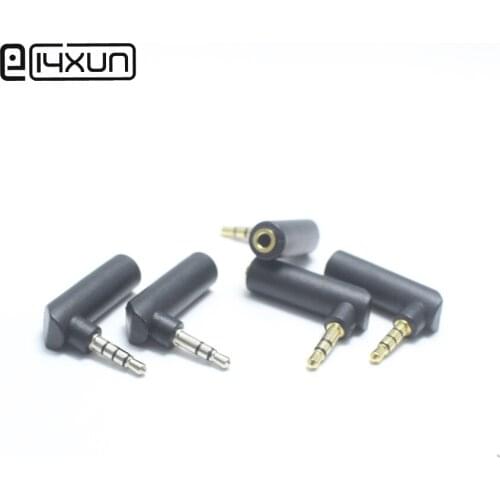 1Pcs Gold / nickel 3.5mm 3 / 4 Pole Right Angle Female to Male Audio Stereo Plug Right Angle Extension Cord Adapter Connector