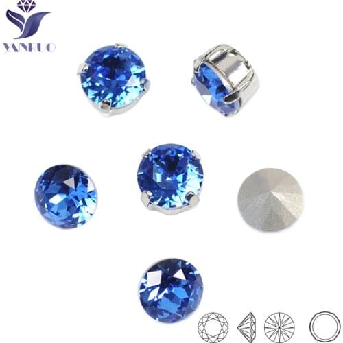 1357 Brilliant Cut sapphire Diamante Strass Sewing Glass Rhinestones Pointback Gems Diamond Round Bling Rhinestones For Clothing