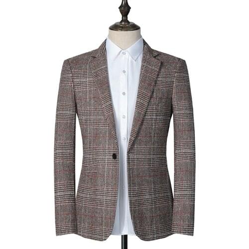 2021 Brand clothing Mens high quality pure cotton suit/Male slim fit plaid business Blazers/Man Casual suit jacket Fashion Coat