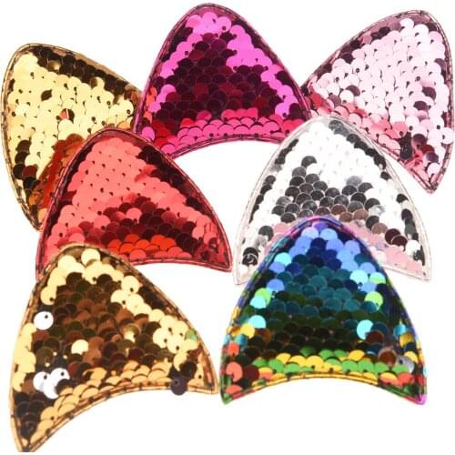 24PCS 2.3inch Sequin Unicorn Ears Glitter Unicorn Hair Accessories DIY Accessory for Headwear No Hairclip Hairbows