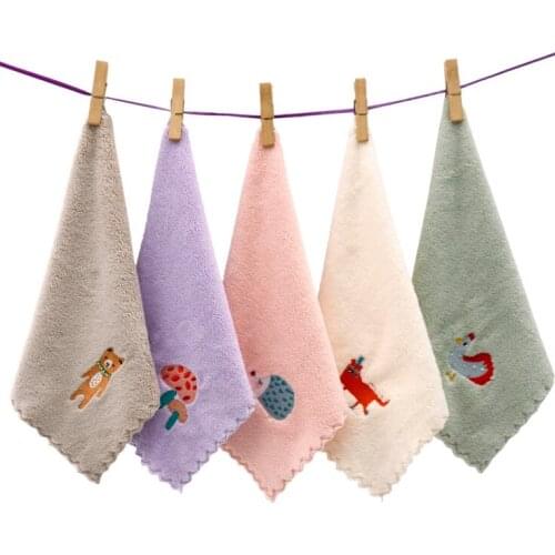 5pcs/Lot Super Soft Cute Hand Towel Baby rapid drying Small Size Face Towels With Embroidery toalla microfibra 25x25cm