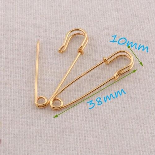 100 Gold Safety Pins 1.2"(38mm)Craft Safety Pin Brooch Stitch Markers Safety Pins Loops Charms Jewelry Tag Fasteners,Safety Pins