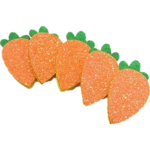 50pcs/lot Glitter carrot Padded Appliques for Children Headwear Hair clip Accessories and Garment Accessories