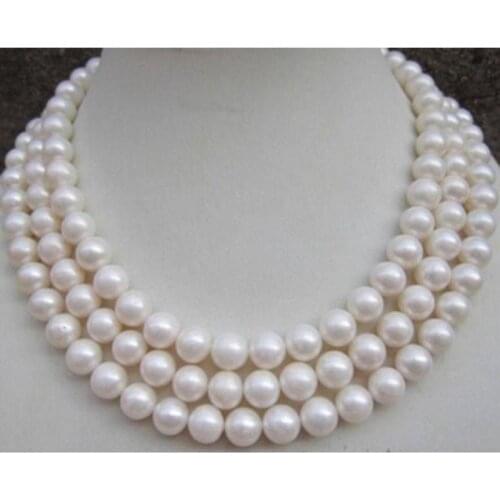 9-10MM AAA NATURAL PERFECT ROUND SOUTH SEA WHITE PEARL NECKLACE Factory Wholesale price Women Gift word Jewelry