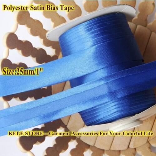 Free shipping---Polyester Satin Bias Tape size: 25mm ,width 1" royal blue dark blue for DIY making,sewing material ,bias folded