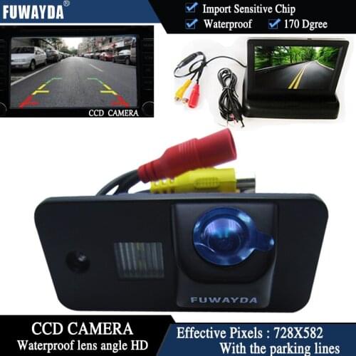 FUWAYDA Color CCD Car Rear View Camera for AUDI A3 S3 A4 S4 A6 A6L S6 A8 S8 RS4 RS6 Q7+4.3 Inch foldable LCD Monitor WATERPROOF