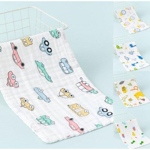 Cartoon Print Baby Saliva Towel Infants Milk Bottle Feeding Bibs 6 Layer Cotton
