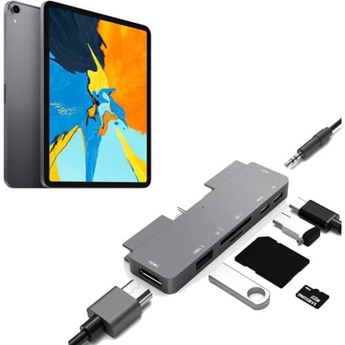 Usb C Hub Adapter Macbook Pro Compatible Ipad Pro Plugable Docking Station Usb Hub 3 0 Dock USB 3.1 Type C 7 Port PD HDMI-Compat