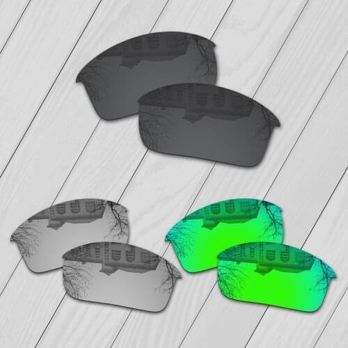E.O.S 3 Pairs Black & Silver & Emerald Green Polarized Replacement Lenses for Oakley Flak Jacket Sunglasses