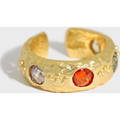 Luxury Real 925 Sterling Silver Adjustable Open Ring Fine Jewelry zircon temperament female Rings For Women Designer Bijoux