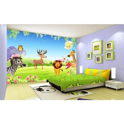 Custom mural 3d wall mural on the wall Cartoon Prairie Animal Kingdom background home decor photo wallpaper for walls 3 d
