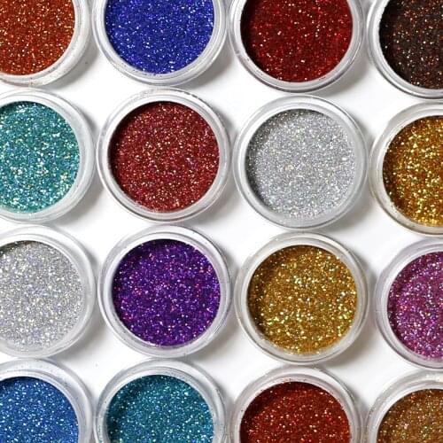 24 Jars Manicure Glitter Powder 24 Color Set Manicure Glitter Powder Aurora Color Manicure Glitter Powder Sequined Nail Sticker