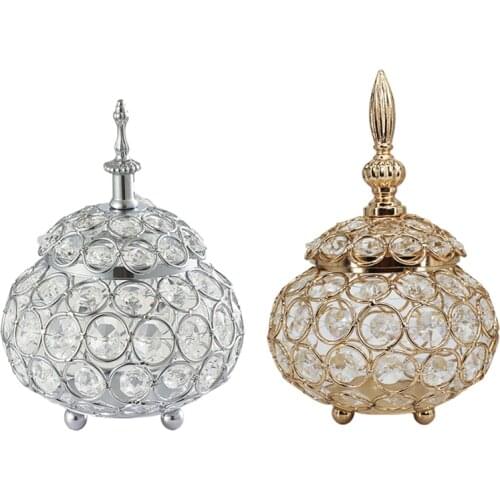 Crystal Candle Holder Open Lid Candle Cup Jewelry Box Tealight Candlesticks Stand for Wedding Decoration Table Centerpieces