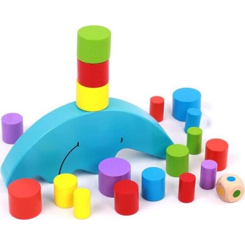 Montessori moon boat childrens balance colorful building blocks early education wooden toys diy educational toys for children
