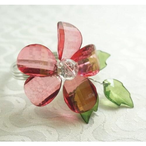 Red flower napkin ring, napkin holder for wedding