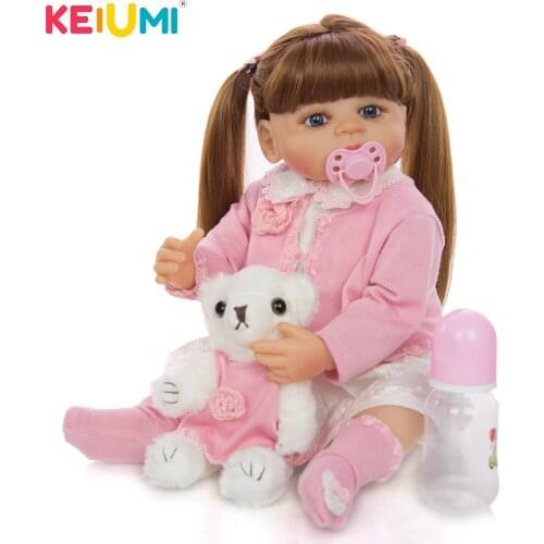 New Arrival 22'' 55 cm Reborn Girl Doll Full Silicone Vinyl Body Fashion Long Hair Realistic Newborn Babies Doll For Kid Present