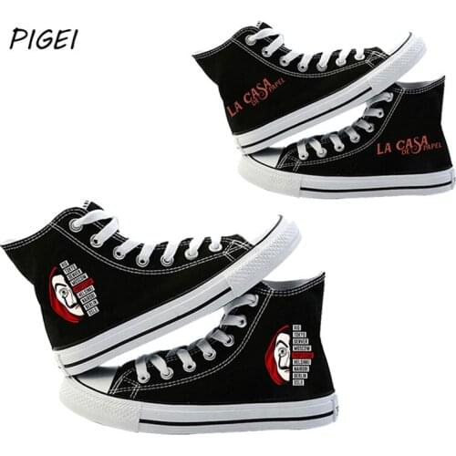 La Casa De Papel Cosplay Shoes Boys Girls Money Heist High Top Canvas Sports Shoes House of Paper Graphic Couples Footwear
