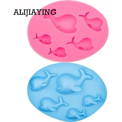 M0573 1Pcs Dolphin Fondant Mold Silicone Sugar mold Craft Molds DIY gumpaste Cake Decorating tools